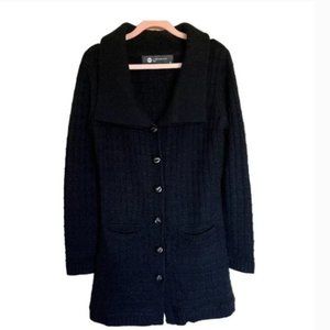 Women's Lindarico Made in Italy Black Merino Wool Cardigan Sweater